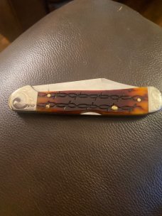 Brand New Case XX Barbed Wire Large Copperlock With Fancy Bolsters XX Emblem And A Single Blade Brand New Case XX Barbed Wire Large Copperlock With Fancy Bolsters XX Emblem And A Single Blade
