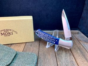 Moki Kronos Model ANZ533 Exclusive SSk Lapis Blue Aberdeen Jigged Bone  3 5/8” Closed OAL