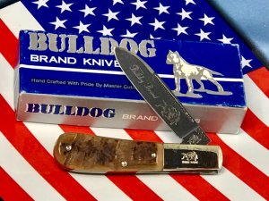 2007 Bulldog Brand, HAND MADE 1 Blade Barlow with Rams Horn Handles & Box -NOS -M/NM