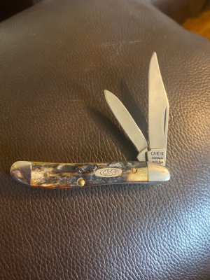 Case XX Bradford Pa 19USA92 5220 Fat & Gnarly Stag Peant With Nickel Silver Bolsters & Two Blades