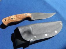 Custom Barry Dawson Fixed Blade Hunting, Camping, Knife Mosaic Pins Maple Burl Handle & Kydex Sheath Custom Barry Dawson Fixed Blade Hunting, Camping, Knife Mosaic Pins Maple Burl Handle & Kydex Sheath