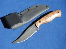 Custom Barry Dawson Fixed Blade Hunting, Camping, Knife Mosaic Pins Maple Burl Handle & Kydex Sheath Custom Barry Dawson Fixed Blade Hunting, Camping, Knife Mosaic Pins Maple Burl Handle & Kydex Sheath
