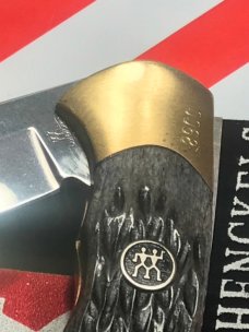 Vintage J A Henckels 4" Folding Lock Back Hunting/Hunter Knife with Grey Pick Bone Handles - NOS Vintage J A Henckels 4" Folding Lock Back Hunting/Hunter Knife with Grey Pick Bone Handles - NOS