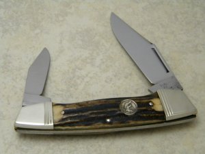 Hen & Rooster Bertram Cutlery Solingen Germany 182 DS Stag Canoe Knife c.1980's