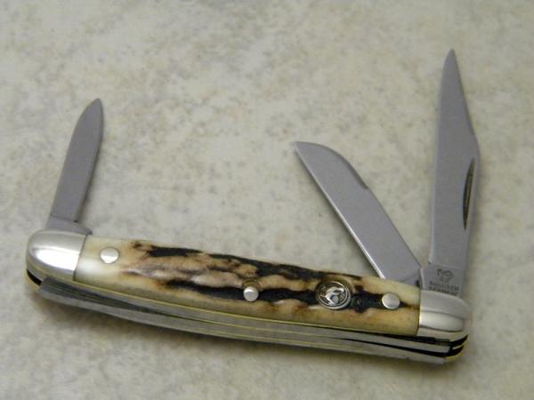Hen & Rooster Bertram Cutlery Rostfrei Solingen Germany 303 DS Stag Tiny Stockman Knife