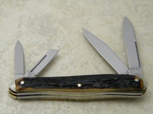 Hen & Rooster Bertram Cutlery Rostfrei Solingen Germany 234 DS Stag 4 Blade Whittler Knife