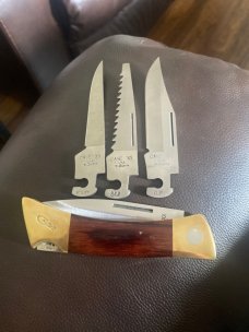 Case XX • USA • XX CHanger Wood Handle With Brass Bolsters & 4 InterChangeable Blades & Learhe Sheat Case XX • USA • XX CHanger Wood Handle With Brass Bolsters & 4 InterChangeable Blades & Learhe Sheat
