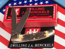 J A Henckels Copperhead Pocket Knife with Super Stag Handles! NOS w/ Orig Red Hard Cardboard Box J A Henckels Copperhead Pocket Knife with Super Stag Handles! NOS w/ Orig Red Hard Cardboard Box