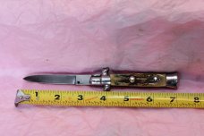 Automatic Switch Blade Italy Rosfrei 4" closed Stag Handle Automatic Switch Blade Italy Rosfrei 4" closed Stag Handle