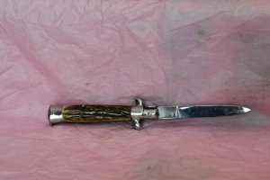 Automatic Switch Blade Italy Rosfrei 4" closed Stag Handle