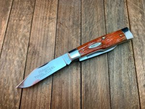 Robeson By Queen 2 Blade Gunstock Autumn Gold Jigged Bone