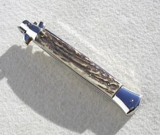 NEW 11" BELTRAME AUTO  ( PICKLOCK )  ITALIAN STILETTO GENUINE STAG SOLID NICKEL-SILVER BOLSTERS