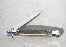 NEW 11" BELTRAME AUTO  ( PICKLOCK )  ITALIAN STILETTO GENUINE STAG SOLID NICKEL-SILVER BOLSTERS