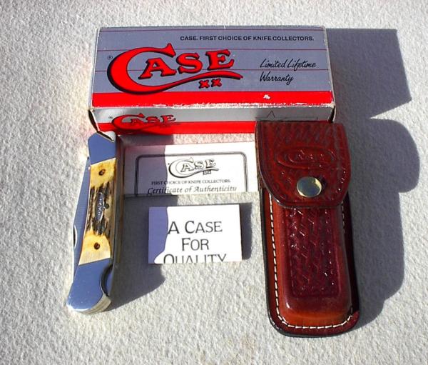 RARE 1989 CASE XX USA GENUINE STAG 51139L LARGE 5" LOCKBACK KNIFE - W/BOX, SHEATH & PAPERS