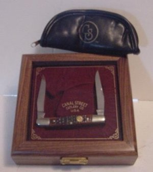 Canal Street Co jigged bone Muskrat with display case and pouch