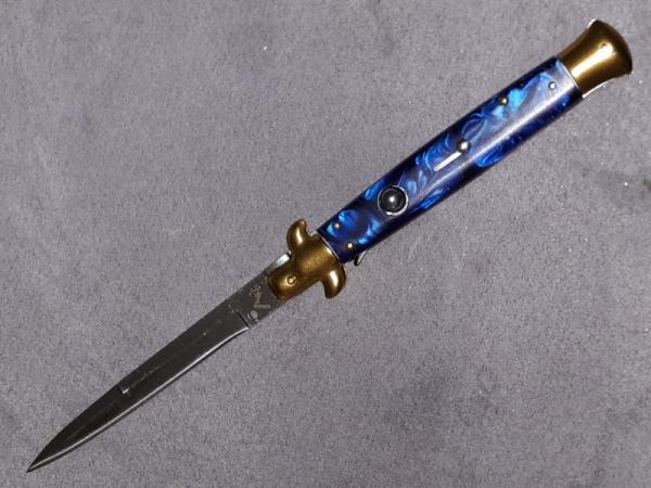 11" Blue Asian stiletto with brass bolsters. 