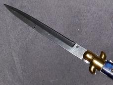 11" Blue Asian stiletto with brass bolsters. 