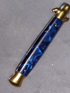11" Blue Asian stiletto with brass bolsters. 