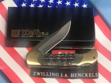 Vintage J A Henckels 4" Folding Lock Back Hunting/Hunter Knife w/ Grey/Greenish Bone Handles NOS Vintage J A Henckels 4" Folding Lock Back Hunting/Hunter Knife w/ Grey/Greenish Bone Handles NOS