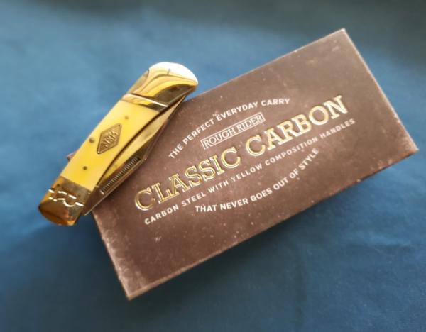 Rough Ryder Classic Carbon Yellow Handle Muskrat RR1738 Rough Ryder Classic Carbon Yellow Handle Muskrat RR1738
