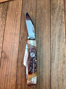 Colt 4 Blade Rancher Stockman Amber Bone Stag