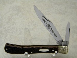 Fight'n Rooster Frank Buster Cutlery Co. Germany Bone Ornate Bolsters 2 Blade Jack Knife