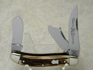 Fight'n Rooster Frank Buster Celebrated Cutlery Germany Stag Sowbelly Stockman Knife