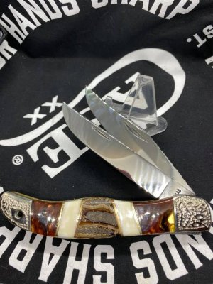 Custom Case Hunter with Mammoth tooth, ivory and precious stone handles