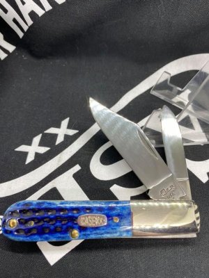 Case Barlow, with gorgeous pocket worn blue jigged bone