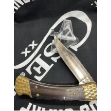 Custom Buck Knife By Ghostown Knives, antique wood, file work, and unique blade type Custom Buck Knife By Ghostown Knives, antique wood, file work, and unique blade type