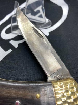 Custom Buck Knife By Ghostown Knives, antique wood, file work, and unique blade type