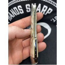 1 of only 3 made, wild horse custom cheetah w/ vintage fiery MOP handles & raindrop damascus blades 1 of only 3 made, wild horse custom cheetah w/ vintage fiery MOP handles & raindrop damascus blades