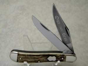 Bulldog Brand Germany 1st Generation Stag S&D Our Best Dogleg Trapper Knife - 1 of 234