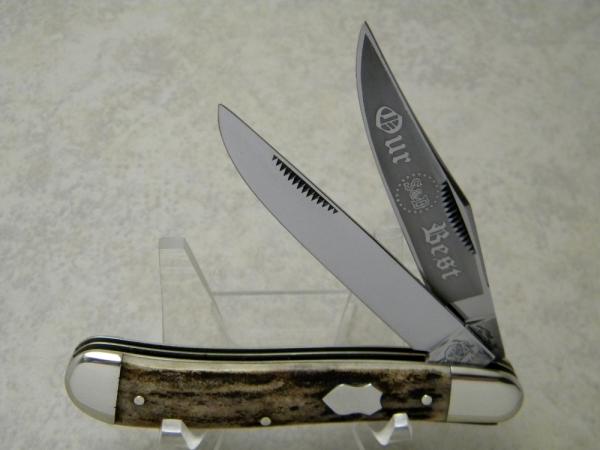 Bulldog Brand Germany 1st Generation Stag S&D Our Best Dogleg Trapper Knife - 1 of 234 Bulldog Brand Germany 1st Generation Stag S&D Our Best Dogleg Trapper Knife - 1 of 234