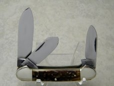 Bulldog Brand Germany 1st Generation Stag Tobacco 3 Blade Canoe Knife c.1986 - 1 of 294 Bulldog Brand Germany 1st Generation Stag Tobacco 3 Blade Canoe Knife c.1986 - 1 of 294