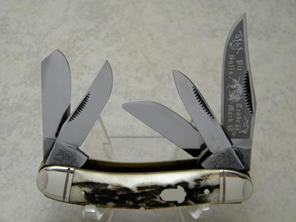 Bulldog Brand Germany 1st Generation Stag 5 Blade Sowbelly Stockman Knife c.1984 - 1 of 36