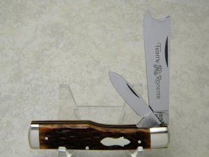Fight'n Rooster Frank Buster Cutlery Co. Germany Bone One Arm Razor Gunstock Jack Knife 