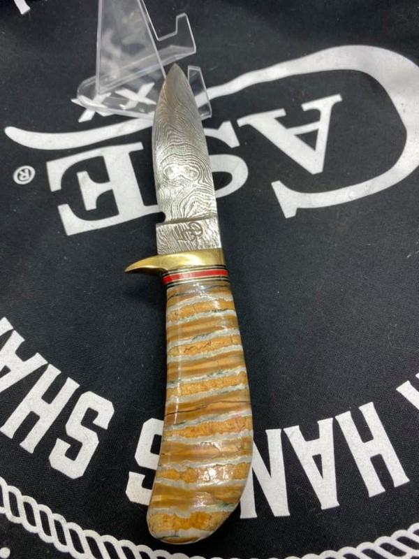 gorgeous custom fixed blade with mammoth handles and damascus blades gorgeous custom fixed blade with mammoth handles and damascus blades