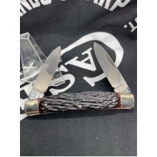 German made Bulldog Brand 2-blade congress knife black/red jigged bone, near mint German made Bulldog Brand 2-blade congress knife black/red jigged bone, near mint