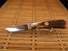 PARKER CUTLERY COMPANY VINTAGE DOUBLE BLADE TRAPPER JIGGED BONE BULLET FOLDING POCKET KNIFE LIKE NEW