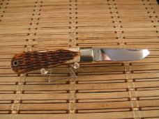 PARKER CUTLERY COMPANY VINTAGE DOUBLE BLADE TRAPPER JIGGED BONE BULLET FOLDING POCKET KNIFE LIKE NEW