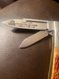1983 Cripple Creek Fort City Knife Collectors 1 of 135 This Is #19 Bone Handle With Two Stainless Bl 1983 Cripple Creek Fort City Knife Collectors 1 of 135 This Is #19 Bone Handle With Two Stainless Bl