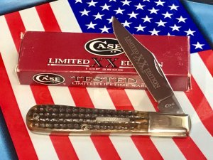 1995  Case XX Daddy Barlow w Black to Green Bone Handles & Case XX Round Rectangle Shield -5" Closed