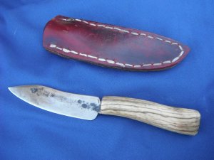 Hand Forged Custom-Made Camp Knife / Fixed Blade Knife with Stag Handle.    Made in the USA!  