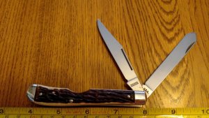 Vintage Colonial PROV. U.S.A. Pocket Knife 2 blade Trapper Stag Type (Master series) #A1