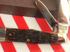 Vintage Ka-Bar 2 Blade Jack / GunStock Pocket Knife with Nice  Brown Bone Handles -NOS