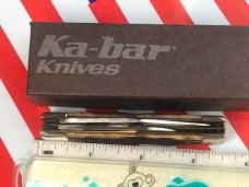 Vintage Ka-Bar 2 Blade Jack / GunStock Pocket Knife with Nice  Brown Bone Handles -NOS