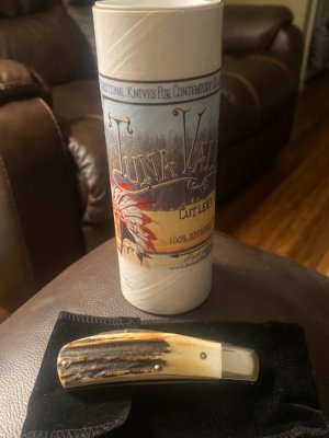New Tuna Valley Phoenix Jack Burnt Super Fat Stag With Damascus Blades New In Tube