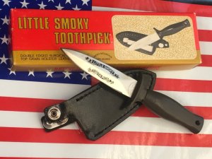 Vintage (Parker) Little Smoky Mountain ToothPick / Boot knife w Blade Etch w/ Sheath. Mint and NOS 