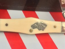Ka-Bar (kabar) Dog Head 2 Blade Swell Center Knife (CBS 91) w/ Beautiful Handles -NOS & M/NM Ka-Bar (kabar) Dog Head 2 Blade Swell Center Knife (CBS 91) w/ Beautiful Handles -NOS & M/NM